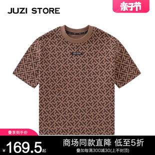 JUZI STORE童装纯棉直筒T恤裙细腻粗针复古短袖连衣裙女童1126510