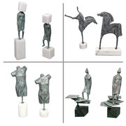 新中式样板间家居创意装饰品，摆设现代简约大理石金属人物雕塑摆件