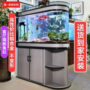 子弹头鱼缸玄关水族箱客厅大型家用小型玻璃免换水隔断鞋柜弧形缸