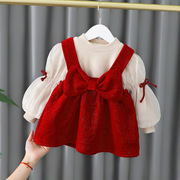 女童2022秋冬装公主裙，一周半女宝宝0-4岁加绒婴儿生日新年连衣裙8