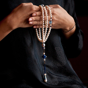 观照高级定制珍珠108颗念珠手链海蓝宝宫廷高贵优雅气质朝珠项链