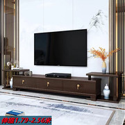 新中式实木电视柜伸缩组合客厅家具大小户型禅意储物柜地柜影视柜