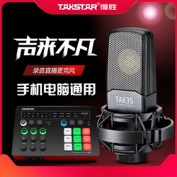 Takstar 得胜TAK-35 专业录音K歌直播麦克风大震膜多指向电容话筒