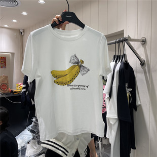 单品danpin 2024年夏季韩版设计感香蕉图案短袖t恤百搭学生半袖女