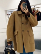 羊毛大衣女2022秋冬韩版中长款澳洲羊毛呢外套，宽松显瘦百搭潮
