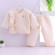 新生儿套装婴儿保暖系带初生内衣0-2月分体宝宝和尚服秋衣套装