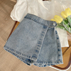 女童夏季短裤2024夏季韩版牛仔，假两件薄款夏装，女大童牛仔裙裤