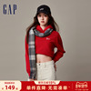 gap女装冬季logo宽松落肩运动红色卫衣洋气，新年连帽衫841068
