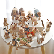 出口环保木质动物玩具仿真关节老虎模型儿童木制玩偶家居摆件教具