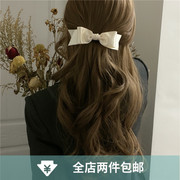 蝴蝶结发夹高级感甜美可爱纯色奶油立体弹簧发夹在逃公主发卡少女