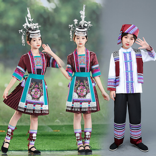 侗族服装女贵州少数民族服饰儿童苗寨旅拍摄影短裙舞台演出套装新