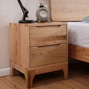 红橡木床头柜现代简约白蜡木卧室收纳储物柜床边北欧全实木床头柜