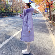 紫色白鸭绒(白鸭绒，)中长款羽绒服女2023年冬装过膝时尚洋气外套女