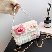 草莓熊手工编制包包diy材料包毛线自制手提可爱斜挎包送女友礼物