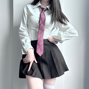 jk制服纯欲风辣妹修身短袖长袖衬衫女日系学院风百搭白色衬衣套装