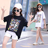 胖女童夏装韩版宽松版印花上衣中大童加肥加大码棉质短袖T恤