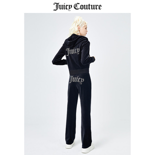 明星同款Juicy Couture橘滋春季天鹅绒外套休闲裤套装女