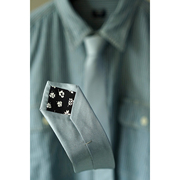 青灰色男士桑蚕丝领带纯色窄款6cm斜纹真丝休闲领带