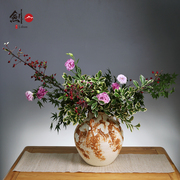 欧式花瓶陶瓷创意摆件陶罐大号现代简约瓷器落地大粗陶花瓶花器