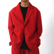 tkyotos23自制高品质红色西服外套男简约时尚走秀西装，炸街潮痞帅