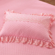 莱子家纺全棉韩版夹棉枕套绣花床裙配套枕套对绣花粉色枕套一对11