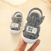 宝宝凉鞋夏0-1-2-3岁男女童，布凉鞋(布凉鞋)婴儿防滑软底学步鞋透气沙滩鞋