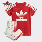 Adidas/阿迪达斯夏季三叶草女婴童短袖七分裤套装FM6726