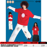 物理少年 “坏蛋”系列「坏蛋T」咧嘴坏笑印花大红色短袖T恤春夏