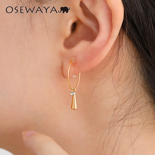 osewaya耳夹小众几何圆圈，u型无耳洞耳环，女镶嵌水钻高级设计感耳饰