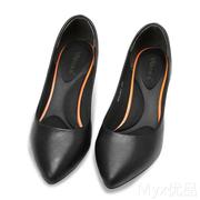 舒适软皮鞋细跟春夏单鞋工装鞋职业空姐鞋工作鞋女黑色正装高跟鞋