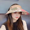 韩国进口花朵印花防晒帽子女夏天户外防紫外线大檐遮脸发箍遮阳帽