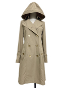vintage孤品古着大衣女双排，扣连帽长款英伦，风秋季欧美风衣外套22