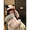 YUYU鱼仔冰岛极夜粉色羽绒服女真貉子毛领派克服连帽保暖冬季外套