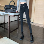 黑色高腰牛仔女裤2020秋年冬韩版时尚，百搭修身v显瘦紧身小脚