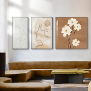 客厅装饰画抽象人物侘寂风沙发，背景墙挂画极简壁画现代高级感墙画