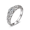 s925纯银渡白金夏娃复古镶嵌一克拉仿真钻石女，戒指环时尚中国风味