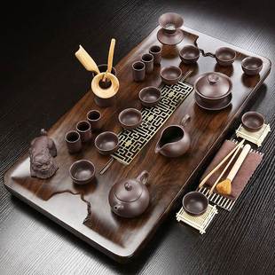 实木茶盘排水式整套功夫家用办公小型茶台陶瓷茶具茶海套装茶托盘