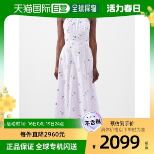 香港直邮潮奢erdem女士，selene挂脖刺绣棉混纺连衣裙