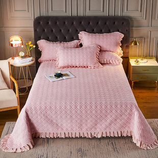 冬季保暖纯色牛奶绒床盖榻榻米床垫加厚宝宝水晶绒单床单床上用品