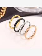 日韩外贸简约钛钢素圈光面戒指女情侣戒指对戒细不锈钢指环潮饰品