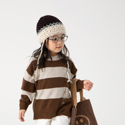时髦儿童毛线帽宝宝帽子，秋款镂空女童针织帽，护耳套头帽女孩秋冬潮