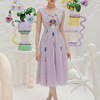越南小众品牌2023年夏季紫色蕾丝连衣裙小礼服裙设计感伴娘裙