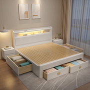 曲美家居白色实木床北欧现代简约1.8米1.5双人床主卧抽屉床1.