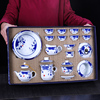 青花瓷功夫茶具套装陶瓷，家用盖碗茶壶茶杯小套，办公简约茶道整套
