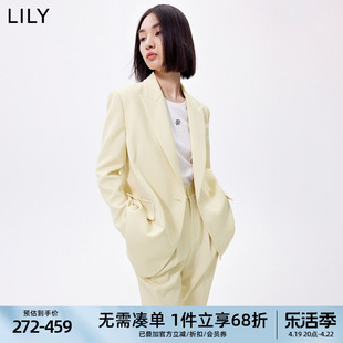 LILY女装复古双排扣纯色通勤风洋气时尚气质优雅西装外套