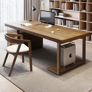 全实木办公桌台式电脑桌家用书桌简约现代办公室老板X桌长条工作