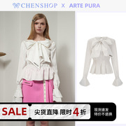 ARTE PURA时尚气质白色大蝴蝶结衬衫小众百搭CHENSHOP设计师品牌