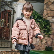 韩版女童羽绒服中长款反季女宝宝，假两件套宽松中小儿童冬季外套
