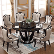 欧式大理石c餐桌圆形简约时尚，轻奢桌酒店欧式餐桌椅组合家用圆餐