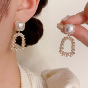 韩式甜美优雅几何珍珠耳坠时尚精致轻奢名媛风温柔气质高级感耳环